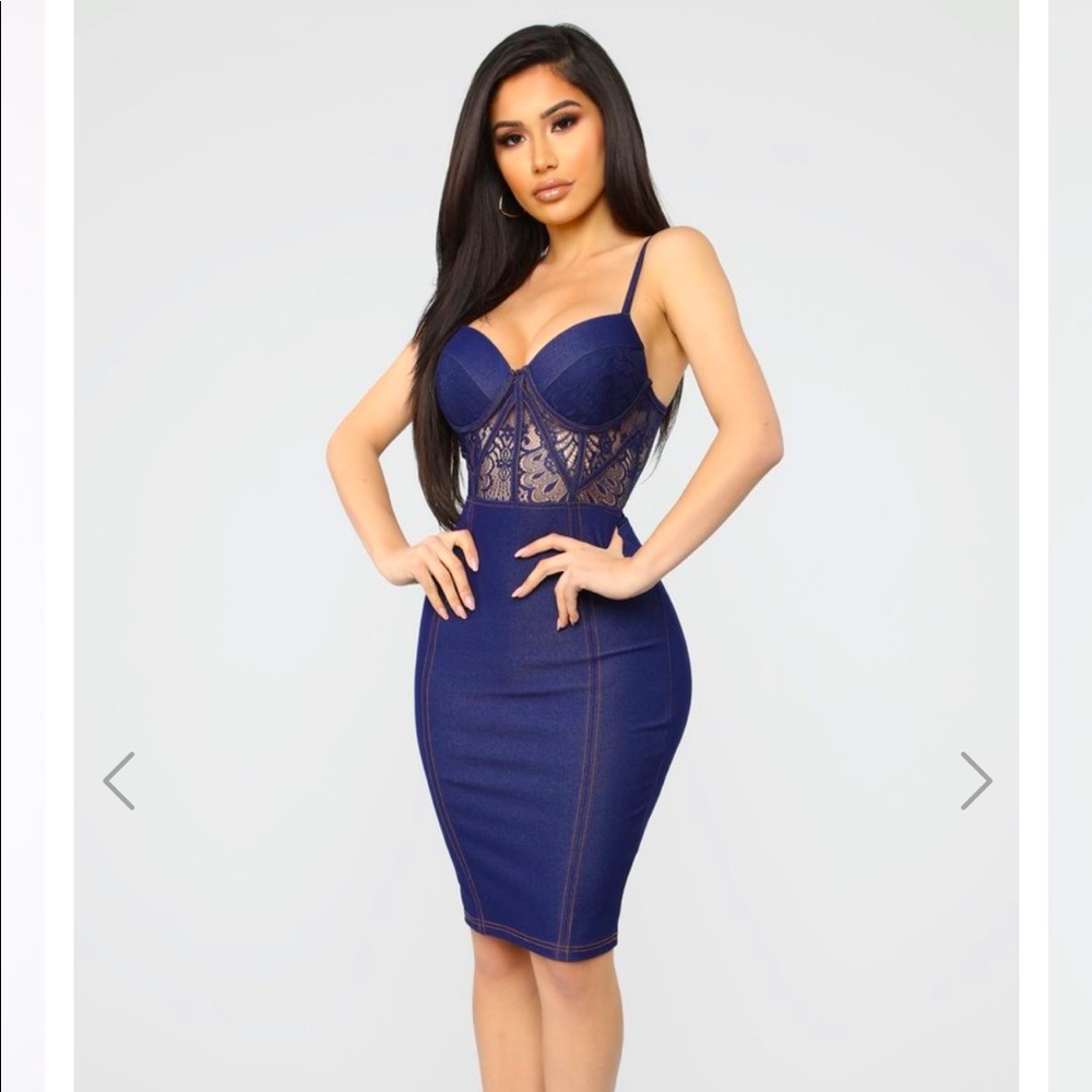 Fashion Nova Chic Denim Midi Dress – Size XS